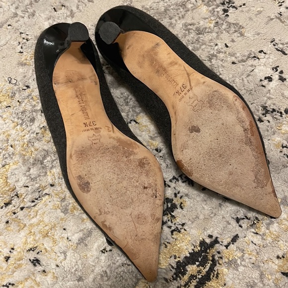 Manolo kitten heel grey fabric pointed closed shoes - Picture 4 of 4